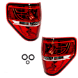 Driver and Passenger Side Tail Light, without Bulb, Halogen, Clear and Red Lens