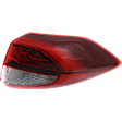 Passenger Side, Outer Tail Light, with Bulb, Halogen, Red Lens