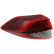 Driver Side, Outer Tail Light, with Bulb, Halogen, Red Lens
