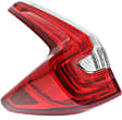 Driver Side, Outer Tail Light, with Bulb, Halogen, Clear and Red Lens