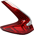 Driver Side, Outer Tail Light, with Bulb, Halogen, Clear and Red Lens, CAPA CERTIFIED