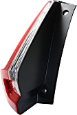 Driver Side, Outer Tail Light, with Bulb, Halogen, Clear and Red Lens, CAPA CERTIFIED