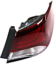 Passenger Side, Outer Tail Light, with Bulb, Halogen, Clear and Red Lens
