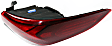 Passenger Side, Outer Tail Light, with Bulb, Halogen, Clear and Red Lens