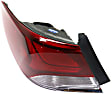 Driver Side, Outer Tail Light, with Bulb, Halogen, Clear and Red Lens