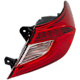 Passenger Side, Outer Tail Light, with Bulb, Halogen, Clear and Red Lens, CAPA CERTIFIED