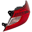 Driver Side, Outer Tail Light, with Bulb, Halogen, Clear and Red Lens