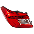 Driver Side, Outer Tail Light, with Bulb, Halogen, Clear and Red Lens, CAPA CERTIFIED