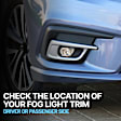 Front, Driver Side Fog Light Trim, Black and Chrome