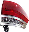Passenger Side, Outer Tail Light, with Bulb, Halogen, Red Lens, With Platinum Insert, Except Trailhawk/SRT Models