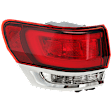 Driver Side, Outer Tail Light, with Bulb, Halogen, Clear and Red Lens, Gray Bezel Trim, CAPA CERTIFIED