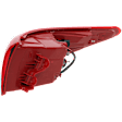 Driver Side, Outer Tail Light, with Bulb, Halogen, Red Lens