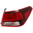 Passenger Side, Outer Tail Light, with Bulb, Halogen, Clear and Red Lens