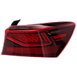 Passenger Side, Outer Tail Light, with Bulb, LED, Red Lens, CAPA CERTIFIED