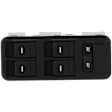 Front, Driver Side Window Switch, Black, 6-Button