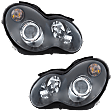 Driver and Passenger Side Headlights, with Bulbs, Halogen, Black Bezel