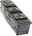 Front, Driver Side Window Switch, Black, Except Electric Side Windows, with Folding Mirrors Code 500, without Electric Hinge Windows Code 848