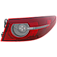 2020 Mazda 3 Base - Passenger Side, Outer LED Tail Light, With bulb(s), Sedan, Mounts on Body, For Models Without Signature Lighting, Clear & Red Lens