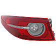 Driver Side, Outer Tail Light, with Bulb, LED, Clear & Red Lens, Sedan, Mounts on Body, For Models Without Signature Lighting