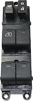 Front, Driver Side Window Switch, Black, 6-Button