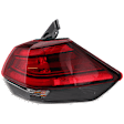 Passenger Side, Outer Tail Light, with Bulb, Halogen, Red Lens