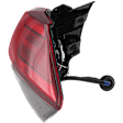 Passenger Side, Outer Tail Light, with Bulb, Halogen, Red Lens
