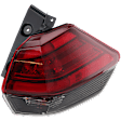 Passenger Side, Outer Tail Light, with Bulb, Halogen, Red Lens