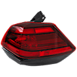 Passenger Side, Outer Tail Light, with Bulb, Halogen, Red Lens, CAPA CERTIFIED