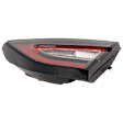 Passenger Side, Inner Tail Light, with Bulb, Halogen, Clear and Red Lens, CAPA CERTIFIED