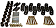 RT21023 Leaf Spring Shackles and Hangers - Powdercoated Black, Steel, Direct Fit, Set of 2