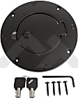 RT26082 Fuel Door - Black, Aluminum, Direct Fit, Sold Individually