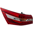Driver Side, Outer Tail Light, with Bulb, Halogen, Clear and Red Lens, CAPA CERTIFIED