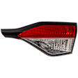 Passenger Side, Inner Tail Light, without Bulb, Halogen, Clear and Red Lens, CAPA CERTIFIED