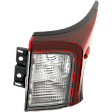 Passenger Side, Outer Tail Light, without Bulb, Halogen, Clear and Red Lens, CAPA CERTIFIED