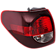 Driver Side, Outer Tail Light, with Bulb, Halogen, Clear and Red Lens