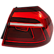 Passenger Side, Outer Tail Light, with Bulb, Halogen, Clear and Red Lens