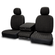 K020-E7-2TBK Front Row Seat Cover, Black, Made of Tweed, Solid Design, Low Back Bucket Duramax Tweed Series