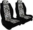 K023-23-0KSW Front Row Seat Cover, Snow Insert With Black Sides, Made of Neoprene, Superflauge/Solid Design, Low Back Bucket Camo Series