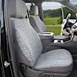 2016 Ram 1500 - Front Row Seat Cover, With Seat Airbags, Laramie And Sport Models Only, Recessed Headrests, Gray, Made of Tweed, Solid Design, Low Back Bucket