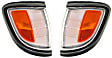 Driver and Passenger Side Corner Lights, With Bulb, With Black Trim