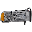1994-2002 Dodge Ram 1500 - Driver and Passenger Side Halogen Headlight, With bulb(s), OE Replacement
