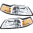 2000 Ford Mustang - Driver and Passenger Side Halogen Headlight, With bulb(s), OE Replacement