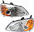 Driver and Passenger Side Halogen Headlight, With bulb(s), OE Replacement, Sedan
