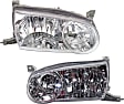 2001-2004 Toyota Corolla - Driver and Passenger Side Halogen Headlight, With bulb(s), OE Replacement