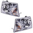 Driver and Passenger Side Headlights, with Bulbs, Halogen, Clear Lens, with Turn Signal Bulbs and Socket, CAPA Certified