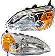 2002 Honda Civic - Driver and Passenger Side Halogen Headlight, Without bulb(s), OE Replacement, Coupe
