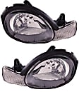 Driver and Passenger Side Headlights, with Bulbs, Halogen, Black Interior