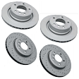 SET-404150129452-A Front and Rear Brake Disc, Front-Cross-Drilled/Rear-Plain Surface, RWD