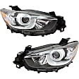 Driver and Passenger Side Headlights, without Bulbs, Halogen, For Models without HID Option, CAPA Certified