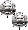 2-Wheel Set Rear, Driver and Passenger Side Wheel Hubs, With Bearing, 47-teeth tone ring; 3.07 in. ABS Tone Ring Diameter
